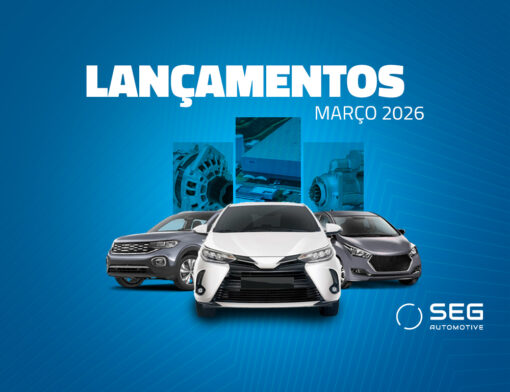 lançamento-seg automotive-março-2026-Alternadores HD10PB • PN 124625201 Alternador HD10PB – 14V – 60/240A – Rotação horária Aplicações: 6150, 7150, CR6.80, CR7.80, CR7.90, CR10.90 e outros modelos agrícolas. • PN 124625105 Alternador HD10PB – 28V – 60/240A – Rotação horária Aplicações: CR6.90, CR7.90, CR8.90, CR9.90, FR480 e outros. Alternador HD10LEB • PN 124655519 Alternador HD10LEB – 28V – 55/120A – Rotação horária Aplicação: Mercedes-Benz O 500 M 1728 (OM 906 LA). Esses modelos foram desenvolvidos para oferecer alta eficiência energética, confiabilidade e maior vida útil, atendendo às exigências de aplicações de alto desempenho. Linha Leve A SEG Automotive amplia significativamente a cobertura para veículos de passeio das principais montadoras do mercado, fortalecendo sua presença no aftermarket. Motores de Partida • PN 1179602 – Motor de partida Aplicações: Audi A1, A3 (diversas versões EA888 e EA211). • PN T001.003.051 – 12V 1.3kW – 9 dentes – Rotação horária Aplicações: Toyota Etios, Yaris. • PN T001.003.052 – 12V 1.2kW – 9 dentes – Rotação horária Aplicações: Honda Civic, CR-V. • PN T001.003.053 – 12V 1.8kW – 15 dentes – Rotação horária Aplicações: Hyundai Creta, Elantra, IX35. • PN T001.003.054 – 12V 0.7kW – 9 dentes – Rotação horária Aplicação: Honda Fit. • PN T001.006.041 – 12V 1.0kW – 8 dentes – Rotação horária Aplicações: Ford Ka, Ka Sedan. • PN T001.00F.010 – 12V 1.2kW – 11 dentes – Rotação horária Aplicações: Ford Ecosport, Focus. • PN T001.00H.001 – 12V 1.4kW – 11 dentes – Rotação horária Aplicações: Honda HR-V, Civic. Alternadores Linha Leve • PN F000BL04L7 Aplicação: Nissan Kicks 1.6. • PN F000BL08J7 Aplicação: Volkswagen Amarok. • PN F000BL08P1 Aplicação: Volkswagen Fusca 2.0. • PN T002.001.044 – 12V 95A Aplicações: Honda City, Fit. • PN T002.001.045 – 12V 75A Aplicação: Honda Fit. • PN T002.003.138 – 12V 110A Aplicação: Toyota Corolla. • PN T002.003.139 – 12V 130A Aplicações: Honda Civic, CR-V. • PN T002.003.140 – 12V 100A Aplicação: Toyota Corolla. • PN T002.006.103 / 104 / 105 / 106 – 12V 90A Aplicações: Hyundai HB20, HB20S, HB20X, I30. • PN T002.006.108 – 12V 120A Aplicações: Hyundai Creta, Kia Cerato. • PN T002.006.110 – 12V 80A Aplicações: Toyota Etios, Yaris.