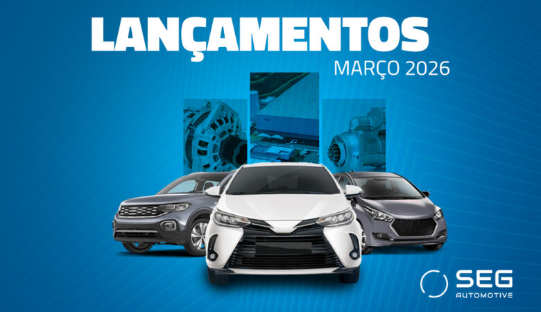 lançamento-seg automotive-março-2026-Alternadores HD10PB • PN 124625201 Alternador HD10PB – 14V – 60/240A – Rotação horária Aplicações: 6150, 7150, CR6.80, CR7.80, CR7.90, CR10.90 e outros modelos agrícolas. • PN 124625105 Alternador HD10PB – 28V – 60/240A – Rotação horária Aplicações: CR6.90, CR7.90, CR8.90, CR9.90, FR480 e outros. Alternador HD10LEB • PN 124655519 Alternador HD10LEB – 28V – 55/120A – Rotação horária Aplicação: Mercedes-Benz O 500 M 1728 (OM 906 LA). Esses modelos foram desenvolvidos para oferecer alta eficiência energética, confiabilidade e maior vida útil, atendendo às exigências de aplicações de alto desempenho. Linha Leve A SEG Automotive amplia significativamente a cobertura para veículos de passeio das principais montadoras do mercado, fortalecendo sua presença no aftermarket. Motores de Partida • PN 1179602 – Motor de partida Aplicações: Audi A1, A3 (diversas versões EA888 e EA211). • PN T001.003.051 – 12V 1.3kW – 9 dentes – Rotação horária Aplicações: Toyota Etios, Yaris. • PN T001.003.052 – 12V 1.2kW – 9 dentes – Rotação horária Aplicações: Honda Civic, CR-V. • PN T001.003.053 – 12V 1.8kW – 15 dentes – Rotação horária Aplicações: Hyundai Creta, Elantra, IX35. • PN T001.003.054 – 12V 0.7kW – 9 dentes – Rotação horária Aplicação: Honda Fit. • PN T001.006.041 – 12V 1.0kW – 8 dentes – Rotação horária Aplicações: Ford Ka, Ka Sedan. • PN T001.00F.010 – 12V 1.2kW – 11 dentes – Rotação horária Aplicações: Ford Ecosport, Focus. • PN T001.00H.001 – 12V 1.4kW – 11 dentes – Rotação horária Aplicações: Honda HR-V, Civic. Alternadores Linha Leve • PN F000BL04L7 Aplicação: Nissan Kicks 1.6. • PN F000BL08J7 Aplicação: Volkswagen Amarok. • PN F000BL08P1 Aplicação: Volkswagen Fusca 2.0. • PN T002.001.044 – 12V 95A Aplicações: Honda City, Fit. • PN T002.001.045 – 12V 75A Aplicação: Honda Fit. • PN T002.003.138 – 12V 110A Aplicação: Toyota Corolla. • PN T002.003.139 – 12V 130A Aplicações: Honda Civic, CR-V. • PN T002.003.140 – 12V 100A Aplicação: Toyota Corolla. • PN T002.006.103 / 104 / 105 / 106 – 12V 90A Aplicações: Hyundai HB20, HB20S, HB20X, I30. • PN T002.006.108 – 12V 120A Aplicações: Hyundai Creta, Kia Cerato. • PN T002.006.110 – 12V 80A Aplicações: Toyota Etios, Yaris.